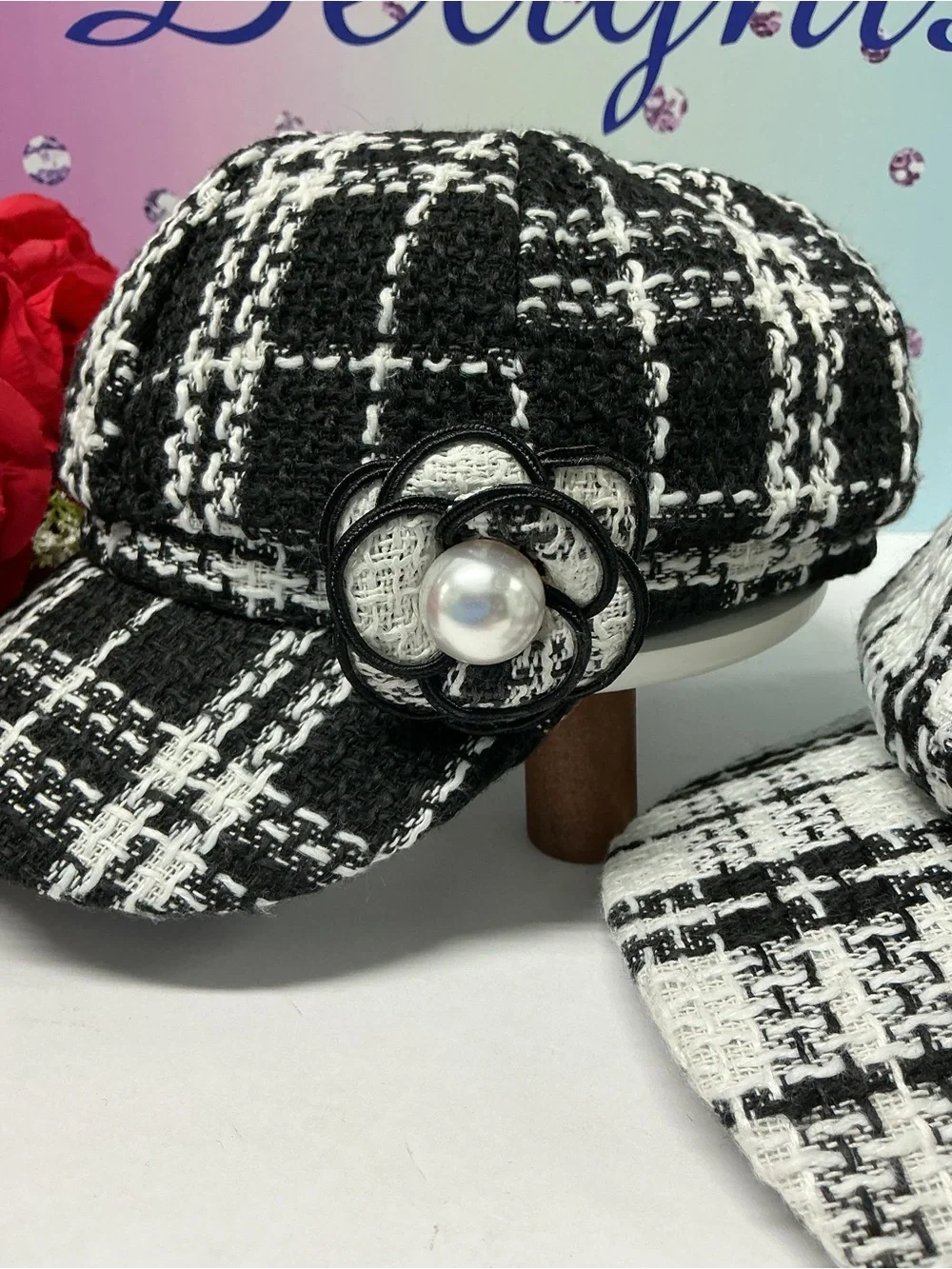 🌺OOAK CUSTOM TWEED CAMELLIA HAT
